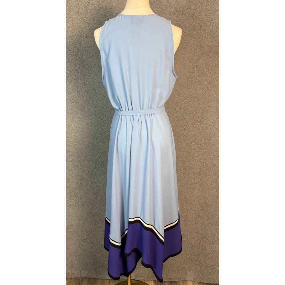 Beige By Eci Women's V-Neck Sleeveless Midi Dress Blue Size 8 Pre-Owned - Picture 5 of 8